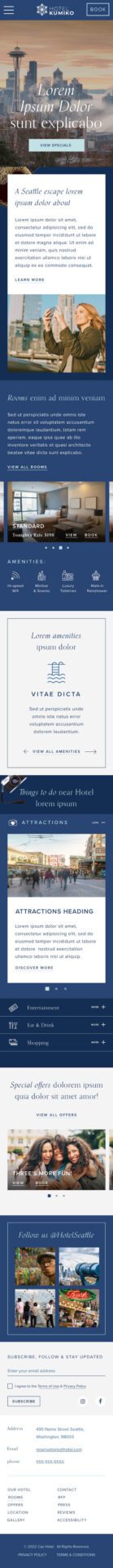 The Caz Hotel website homepage mobile preview
